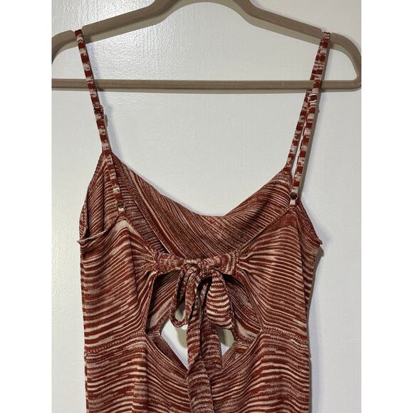 For Love & Lemons Isabella Midi Dress Brown Cream Size Med/Lg (XL) NWT Stretchy - Picture 12 of 16
